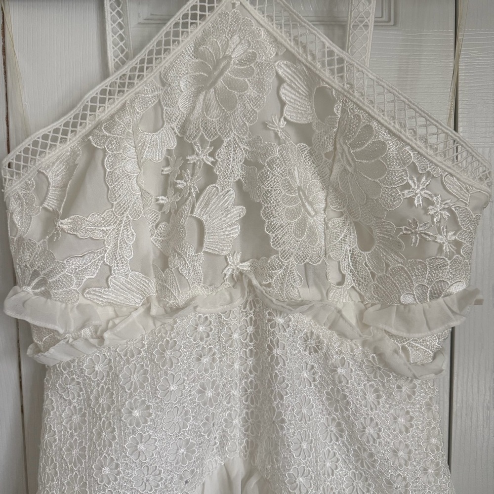 True Decadence Dress Womens 8 Tall White Lace Halter Mermaid Maxi Formal Wedding - Picture 3 of 14